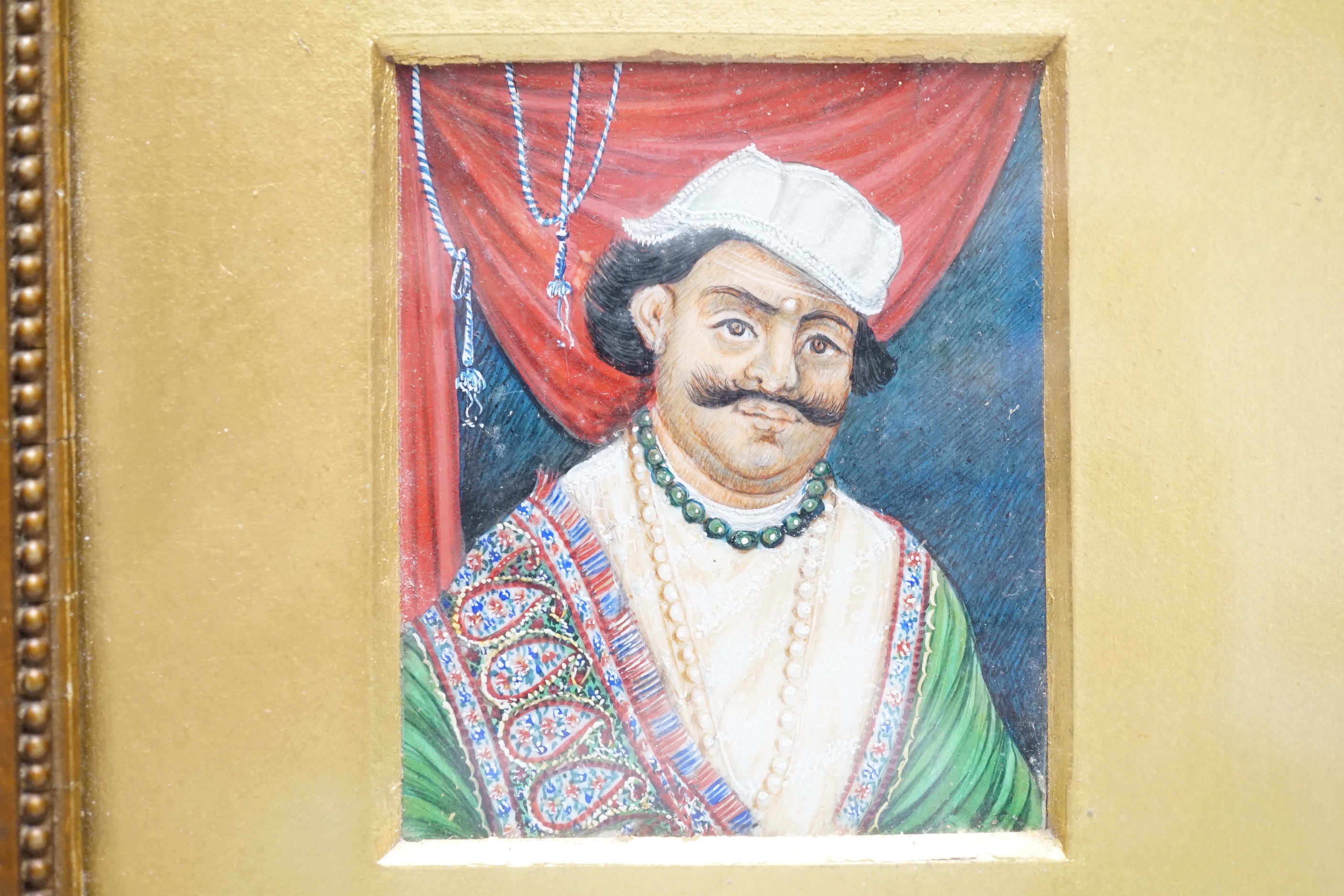 A 19th century Indian miniature portrait of a noble gentleman, on ivory CITES Submission reference TZ9TG9RQ